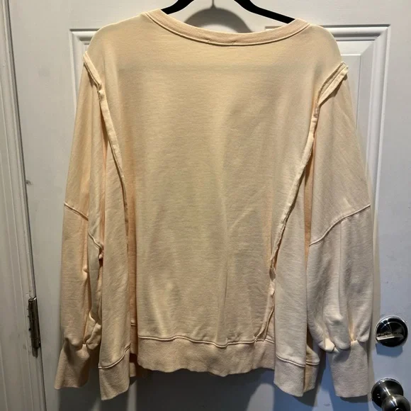 Easel Cream and Pink Stitch Sweatshirt Similar to Free People - Picture 3 of 5